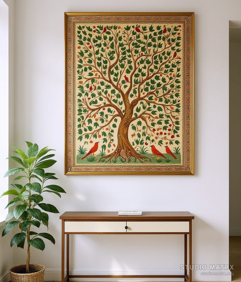 Pattachitra Tree Of Life — Warm White Wall