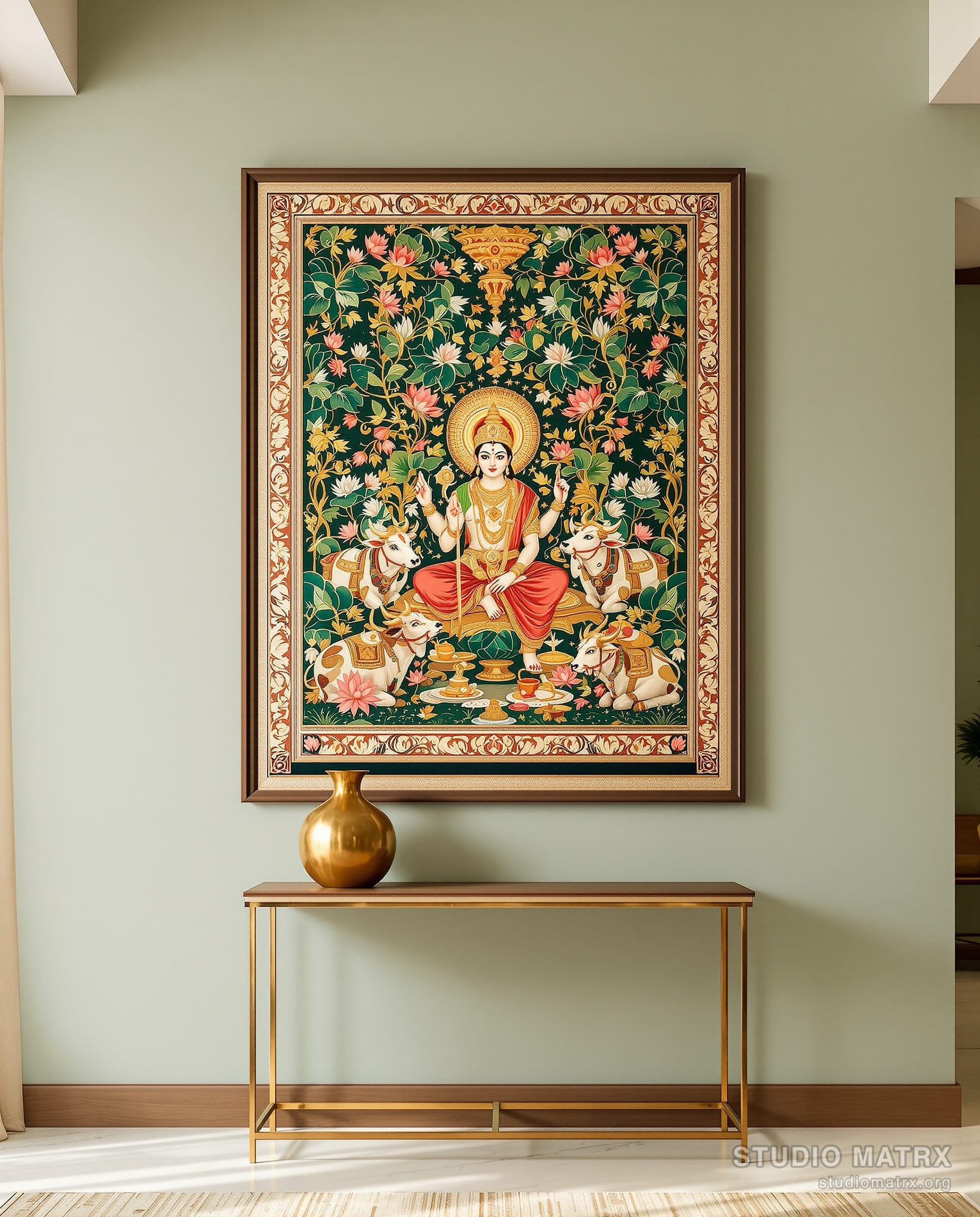 Pichwai Shrinathji With Cows — Sage Wall