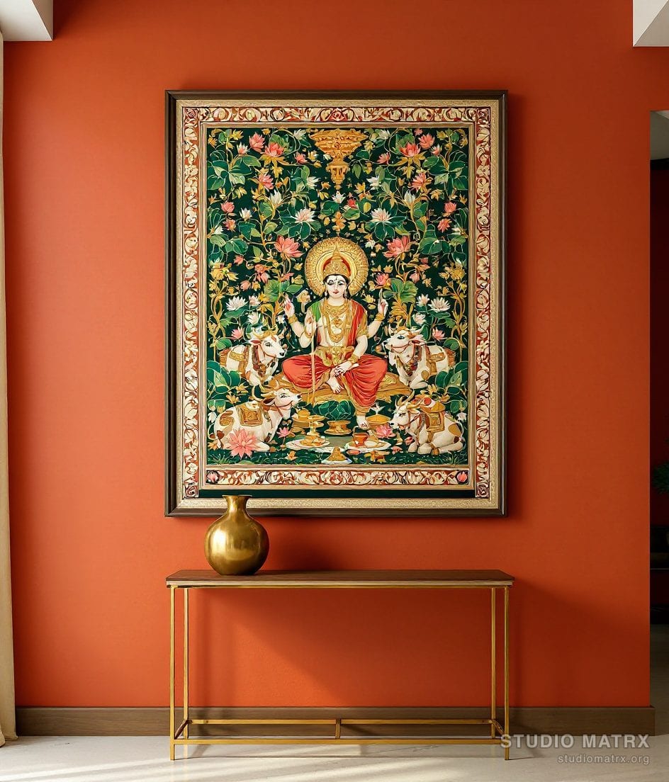Pichwai Shrinathji With Cows — Terracotta Wall