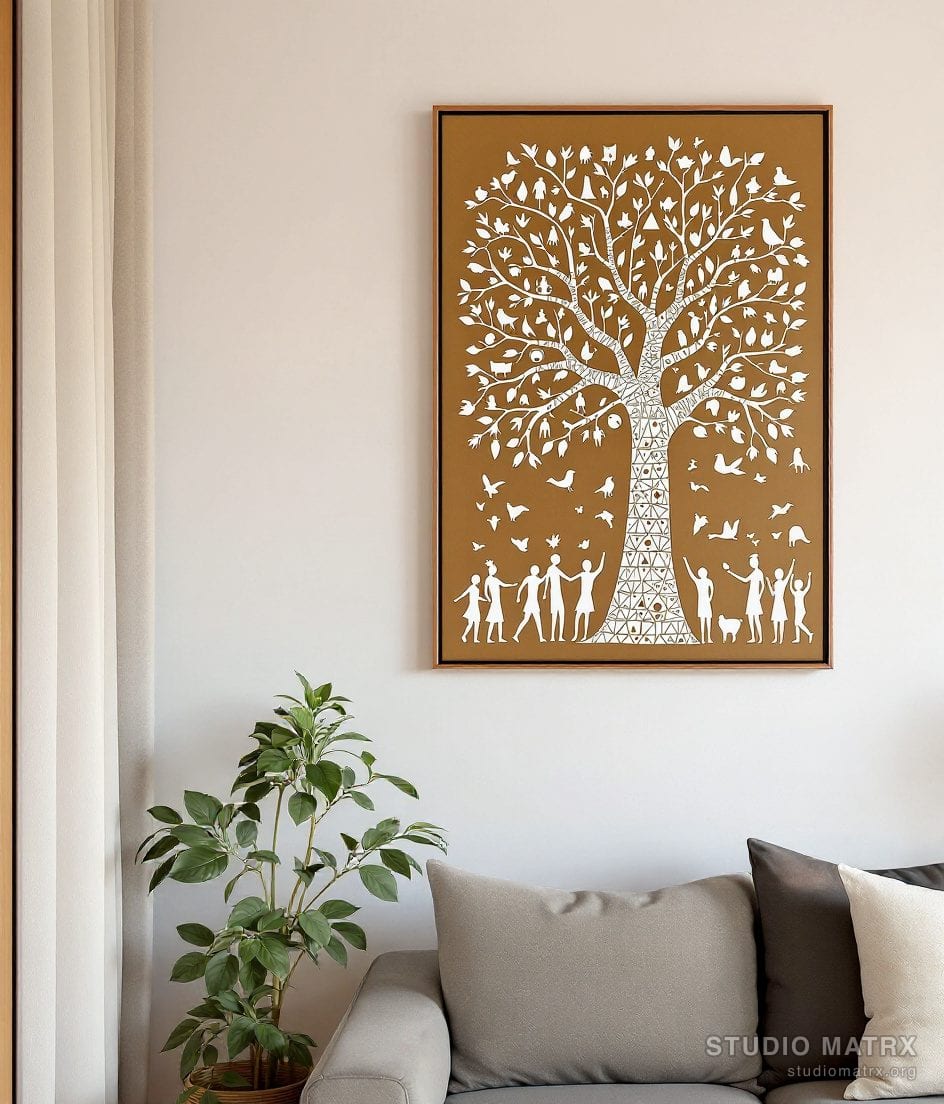 Warli Tree Of Life — Warm White Wall