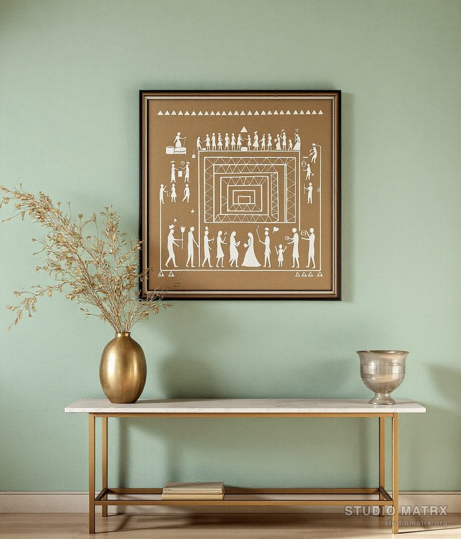 Warli Wedding Procession — Sage Wall