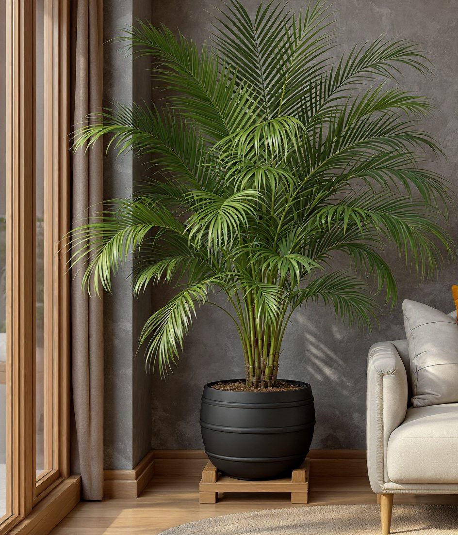 Areca Palm Corner — Charcoal & Stone