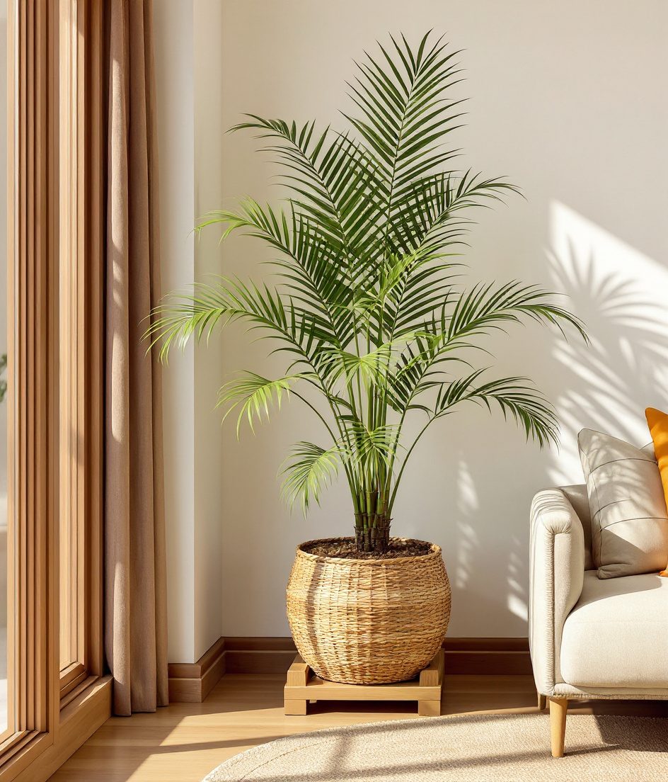 Areca Palm Corner — Rattan & Oatmeal