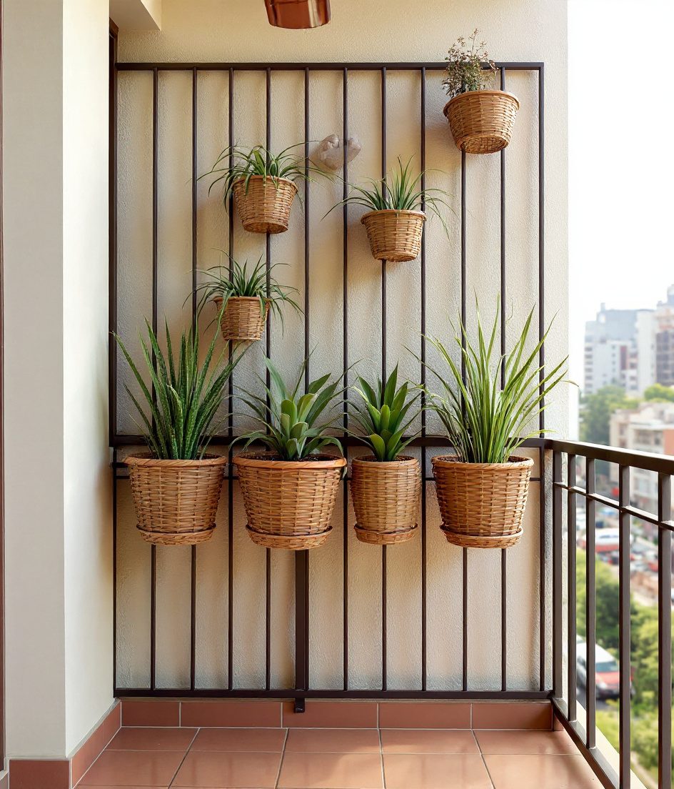 Balcony Railing Planters — Rattan & Oatmeal