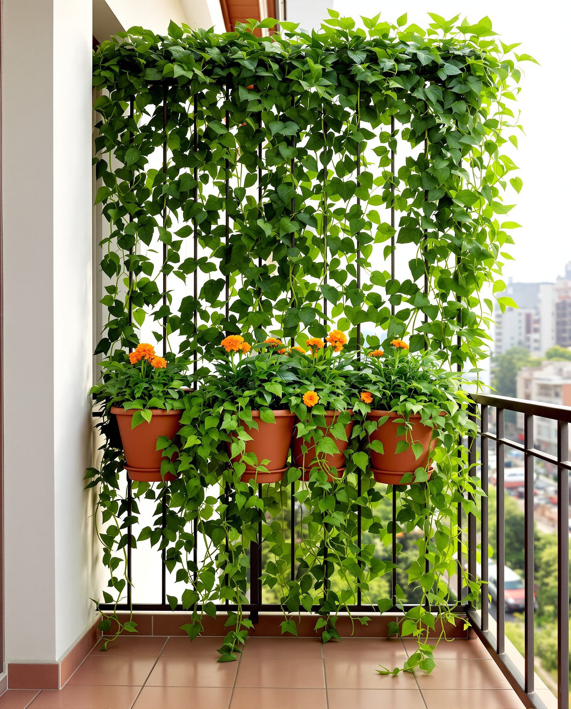 Balcony Railing Planters — Terracotta & Warm White