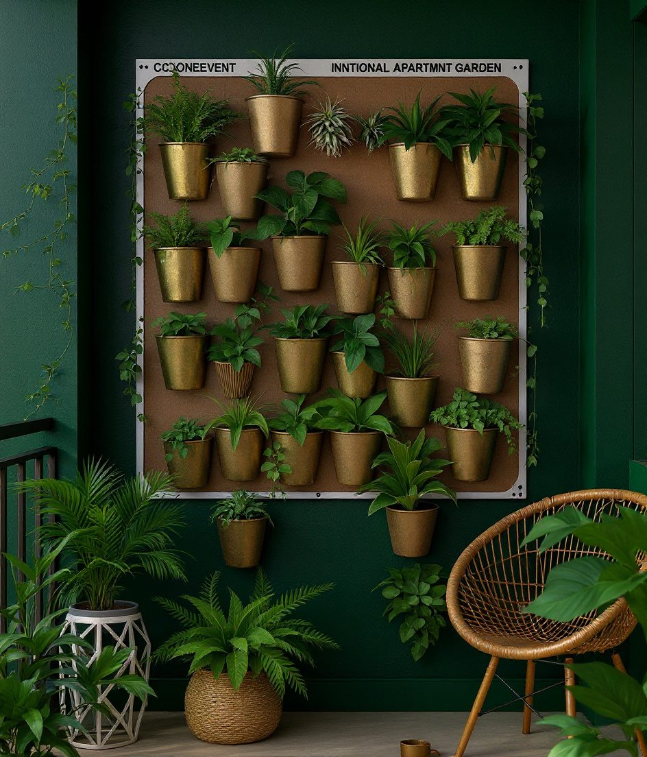 Balcony Vertical Garden — Brass & Deep Green
