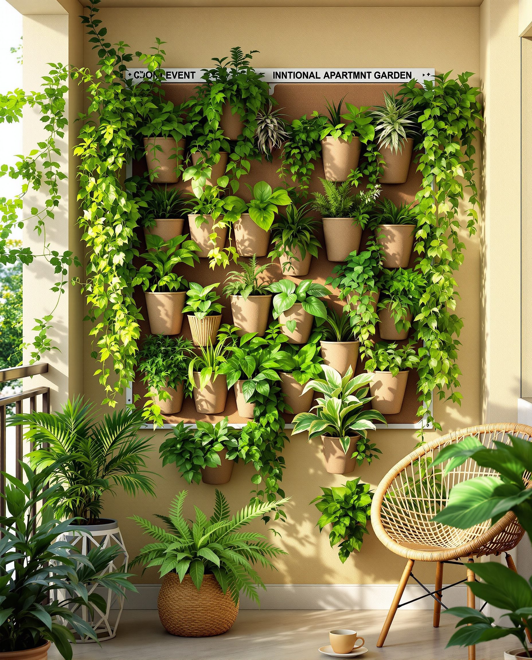 Balcony Vertical Garden — Rattan & Oatmeal