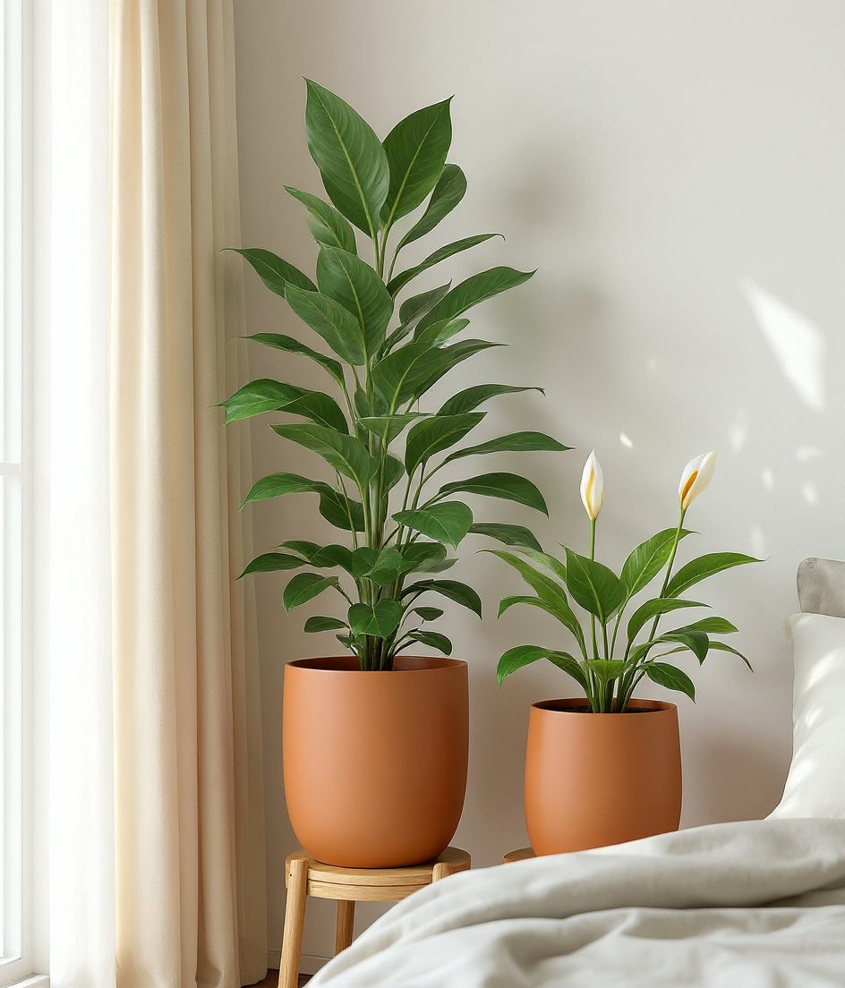 Bedroom Green Corner — Terracotta & Warm White