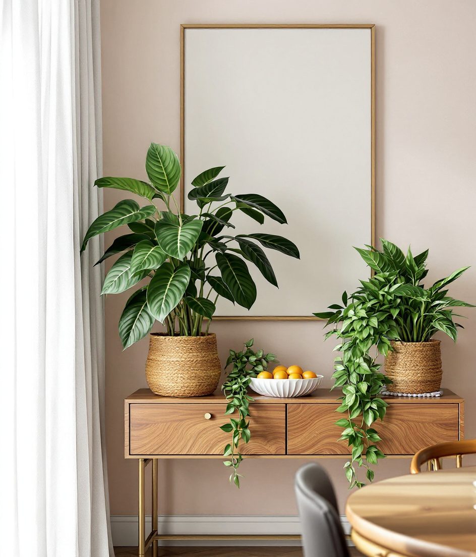 Dining Area Plant Corner — Rattan & Oatmeal