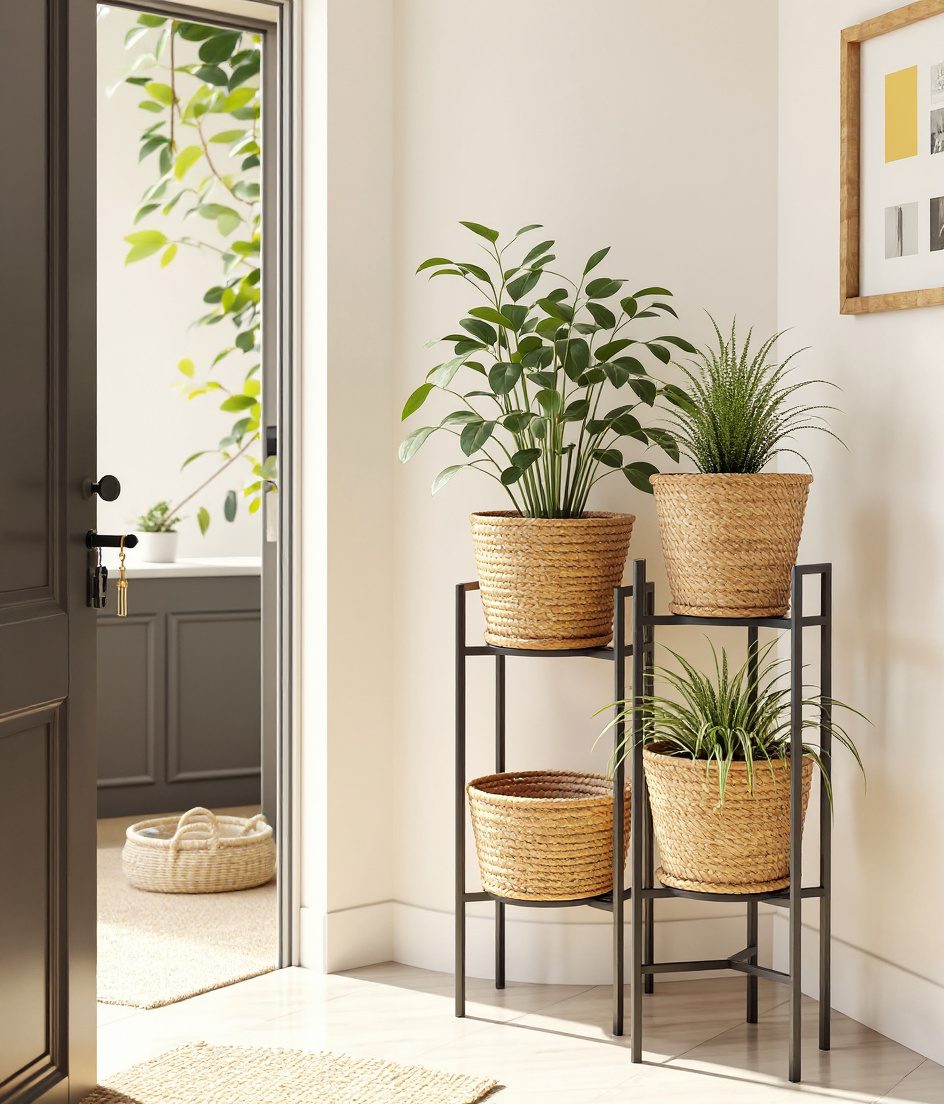 Entryway Plant Stand — Rattan & Oatmeal