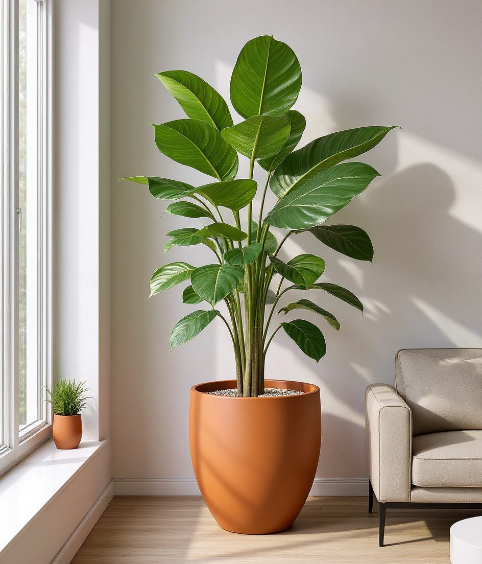 Fiddle Leaf Fig Statement — Terracotta & Warm White