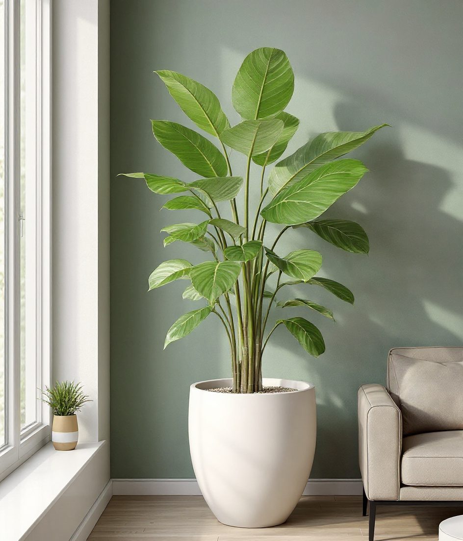 Fiddle Leaf Fig Statement — White Ceramic & Sage