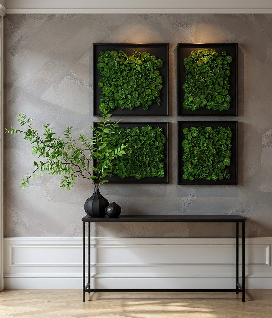 Framed Moss Art Wall — Charcoal & Stone