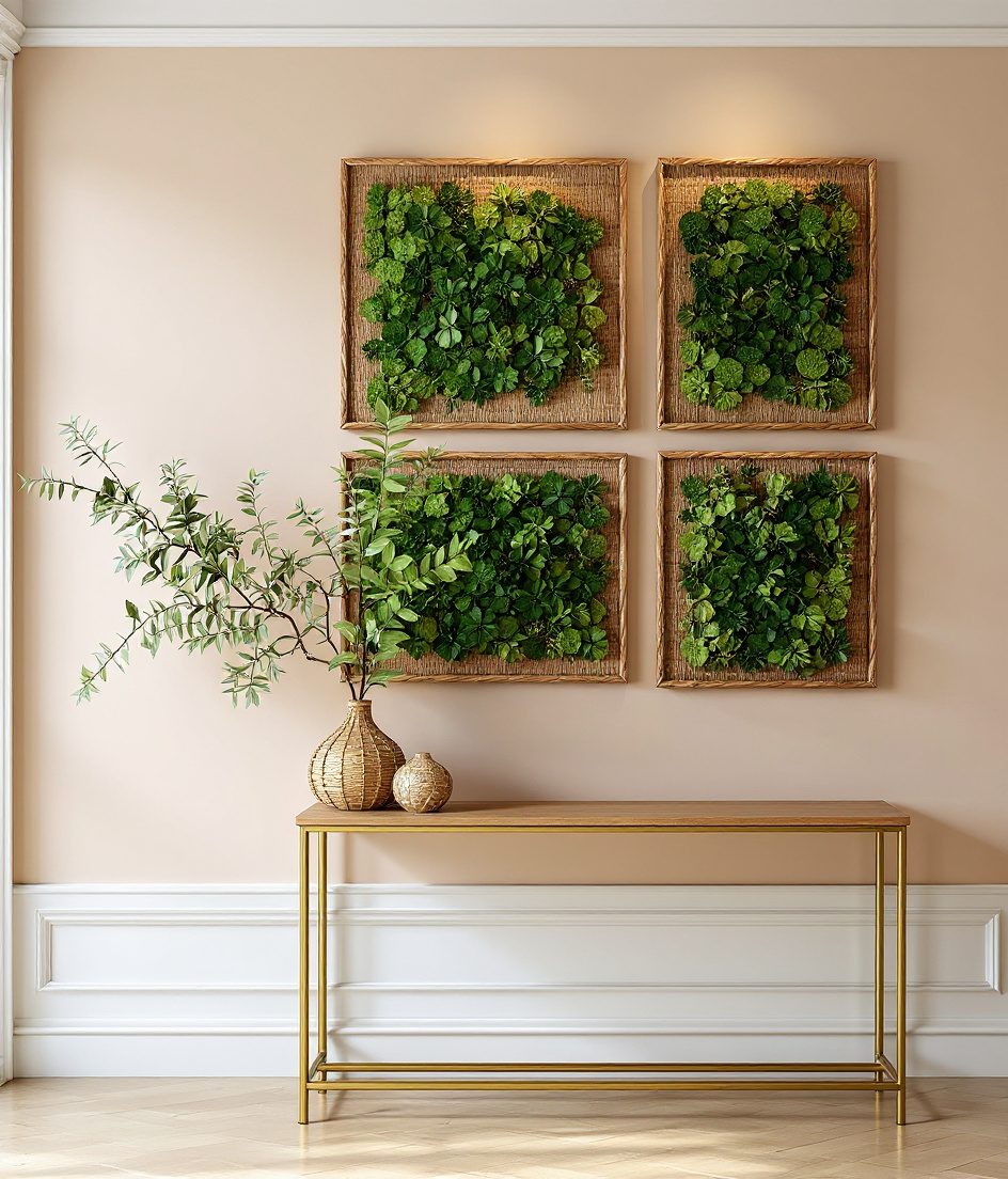 Framed Moss Art Wall — Rattan & Oatmeal