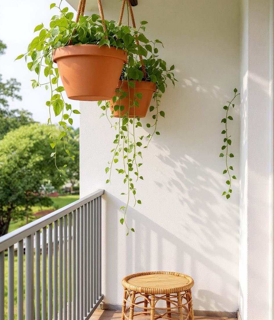Hanging Baskets Balcony — Terracotta & Warm White