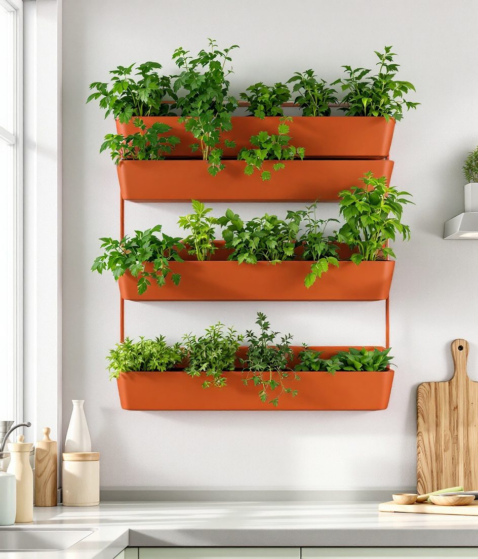 Kitchen Herb Wall — Terracotta & Warm White