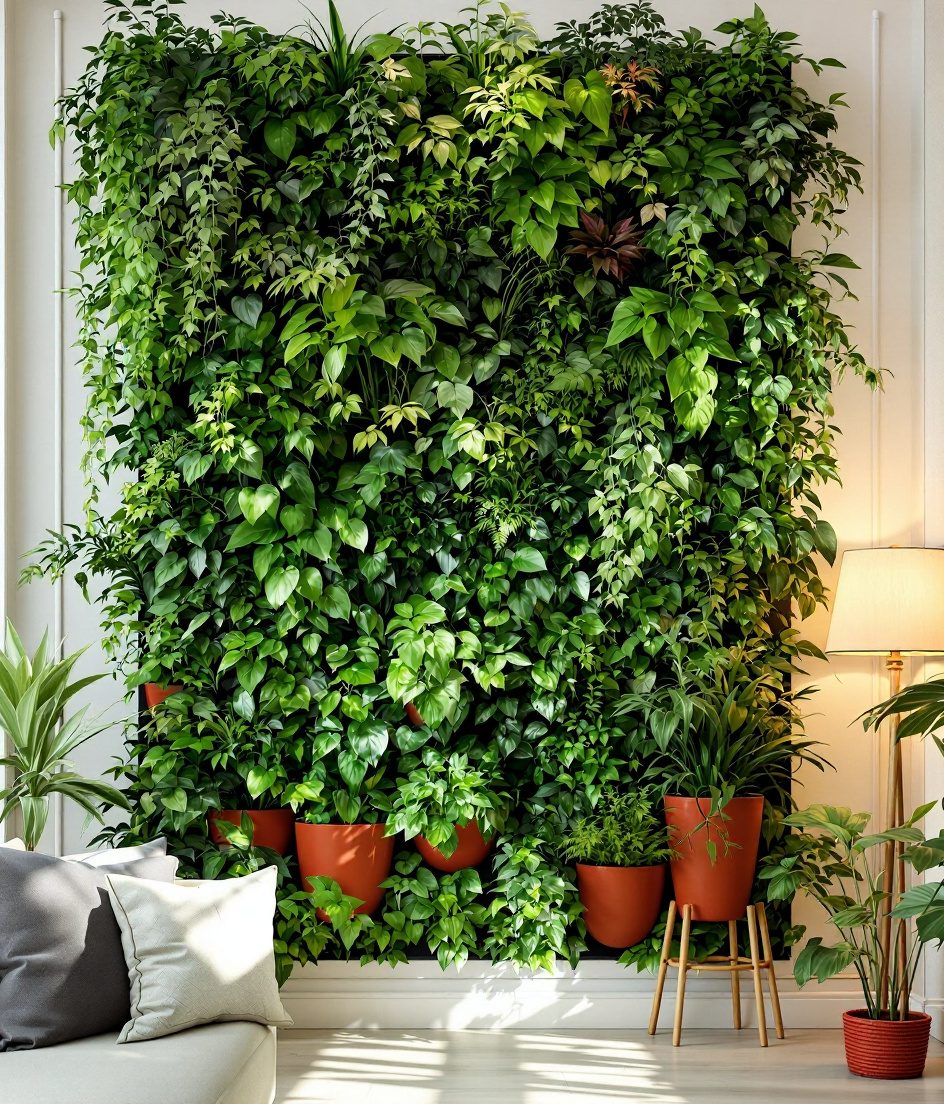Living Room Vertical Garden — Terracotta & Warm White