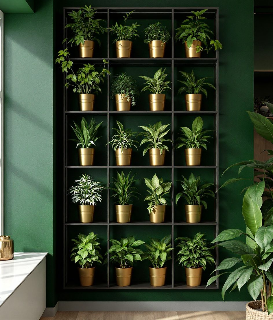 Modular Green Wall Panel — Brass & Deep Green