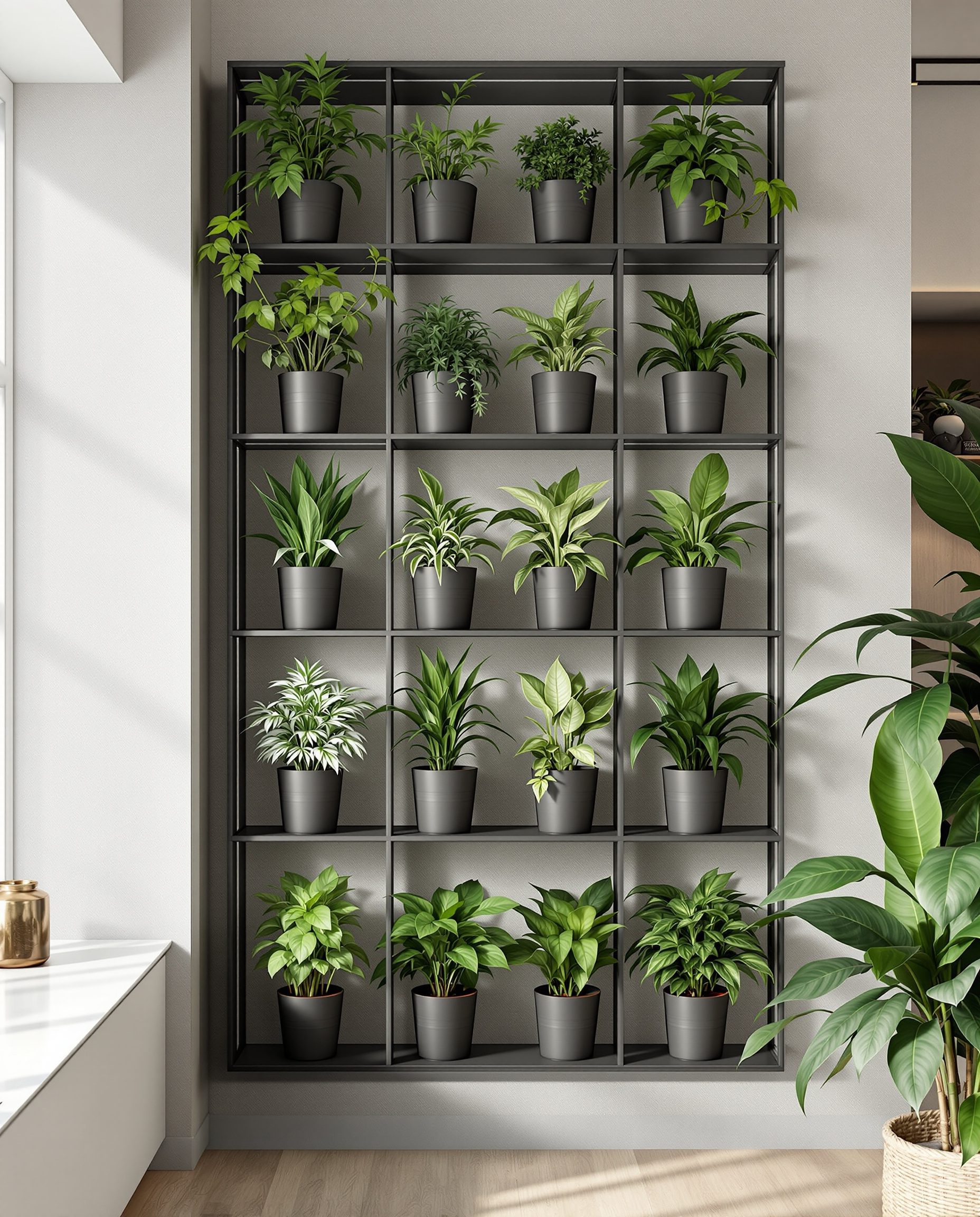 Modular Green Wall Panel — Charcoal & Stone