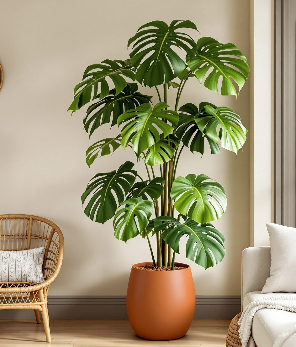 Monstera Statement Plant — Terracotta & Warm White