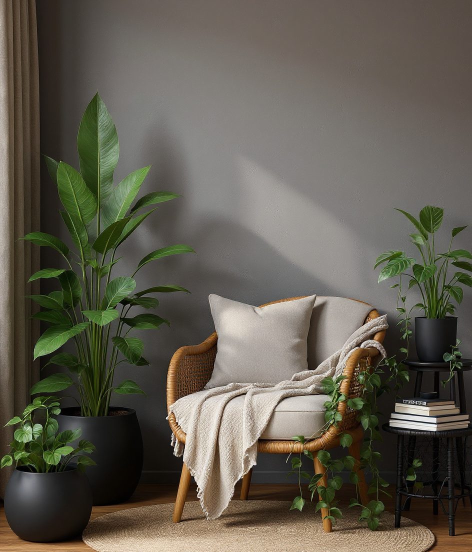 Reading Nook Plant Corner — Charcoal & Stone