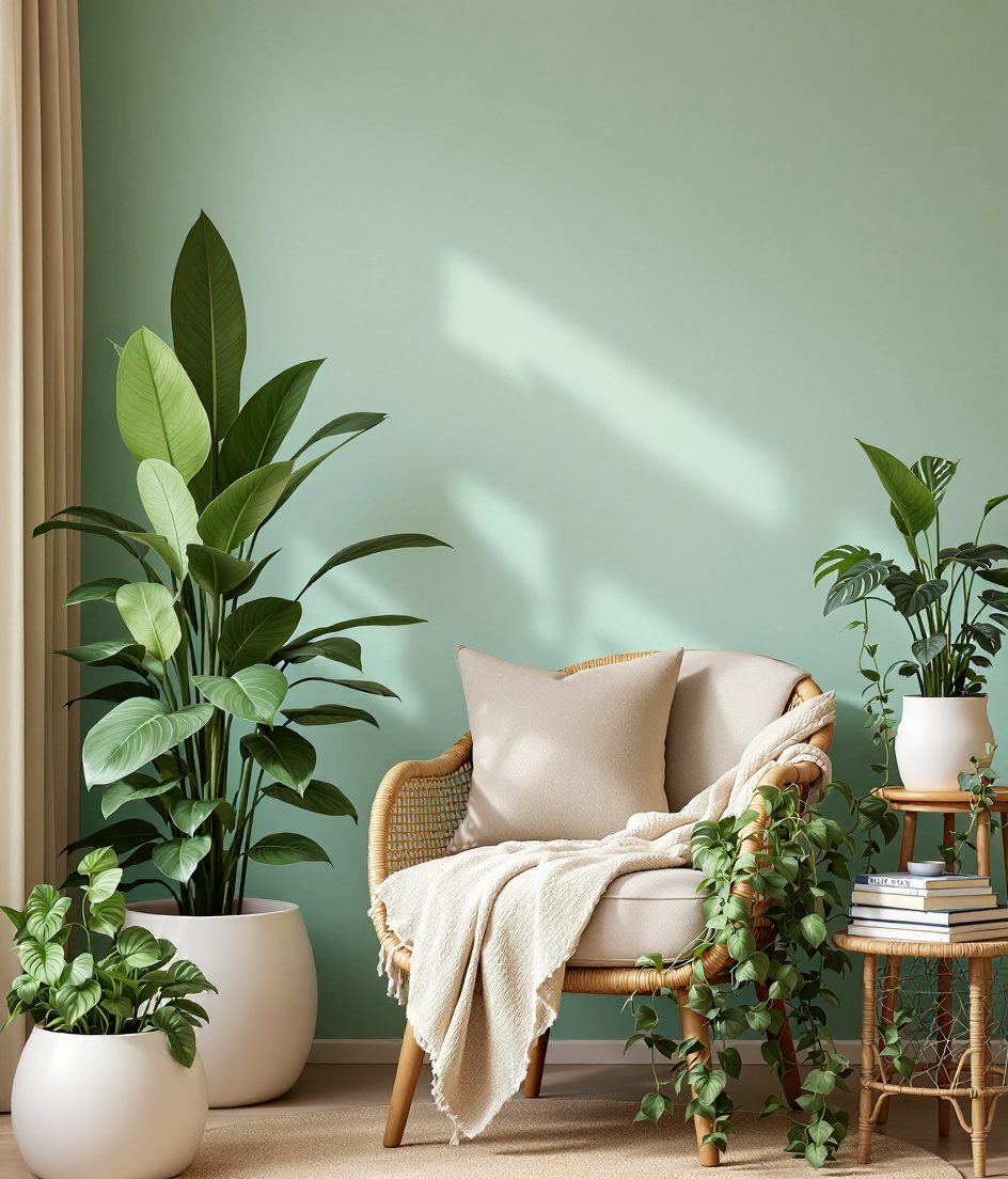 Reading Nook Plant Corner — White Ceramic & Sage