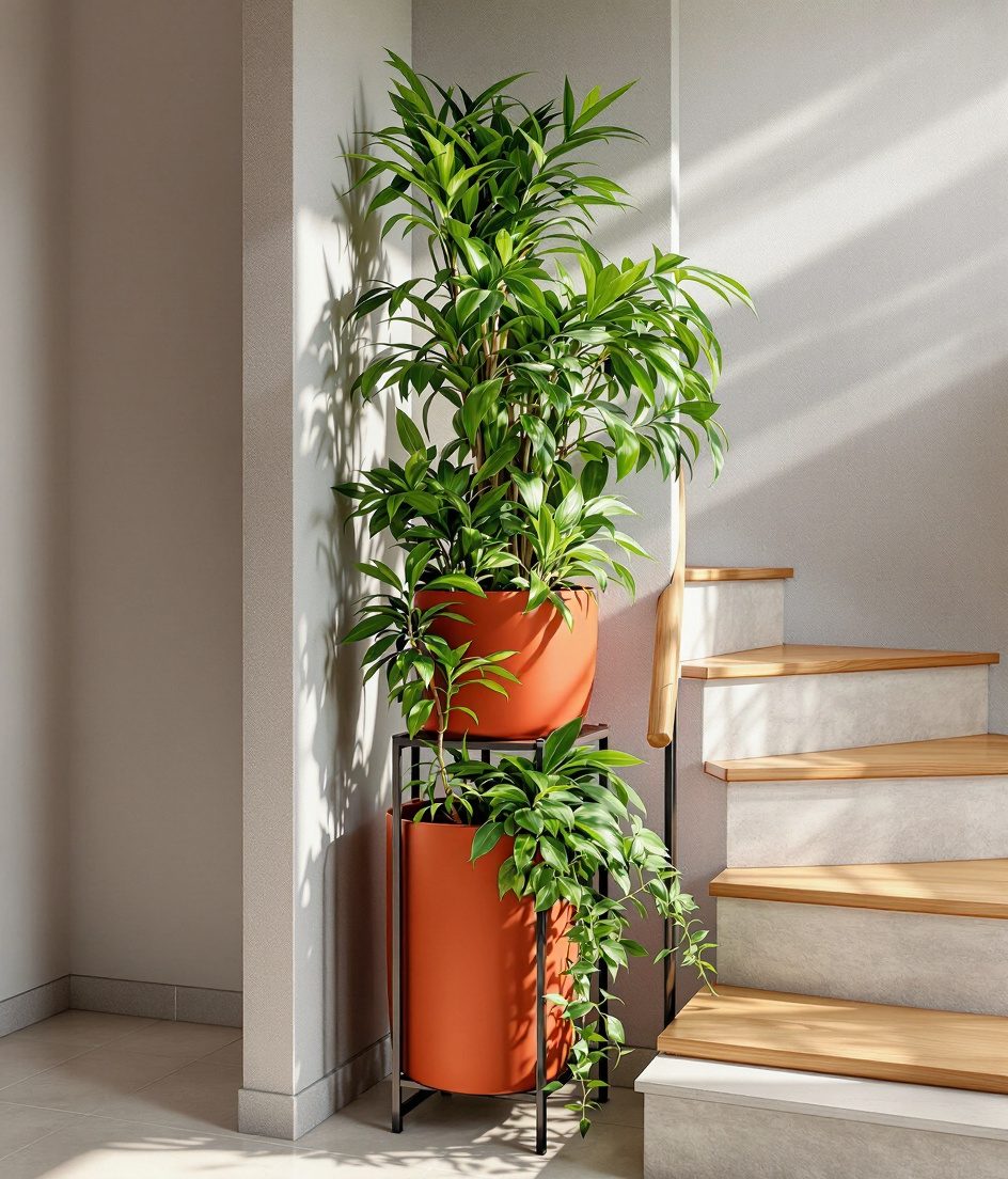 Staircase Plant Corner — Terracotta & Warm White
