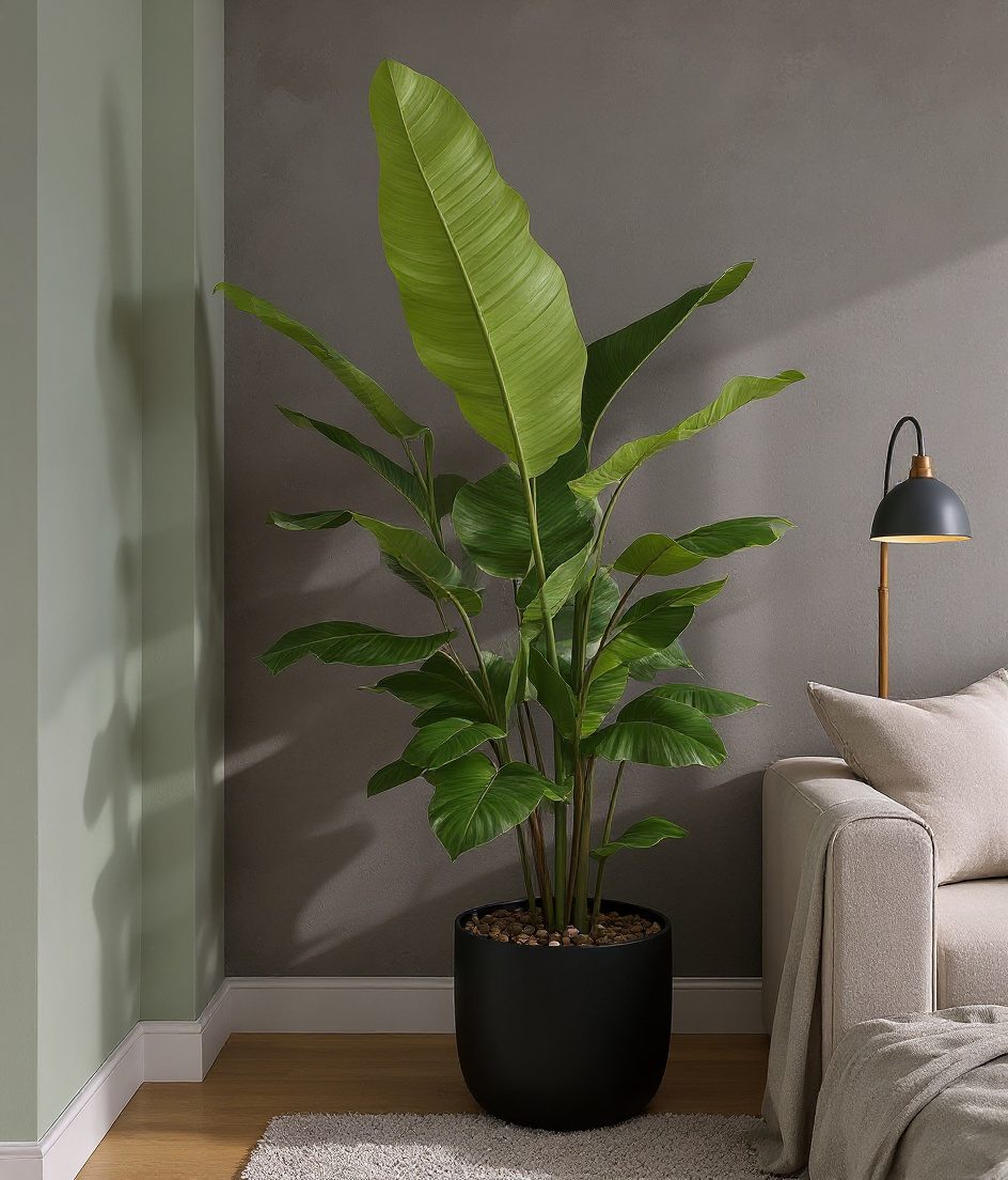 Tall Floor Plant Living Room — Charcoal & Stone