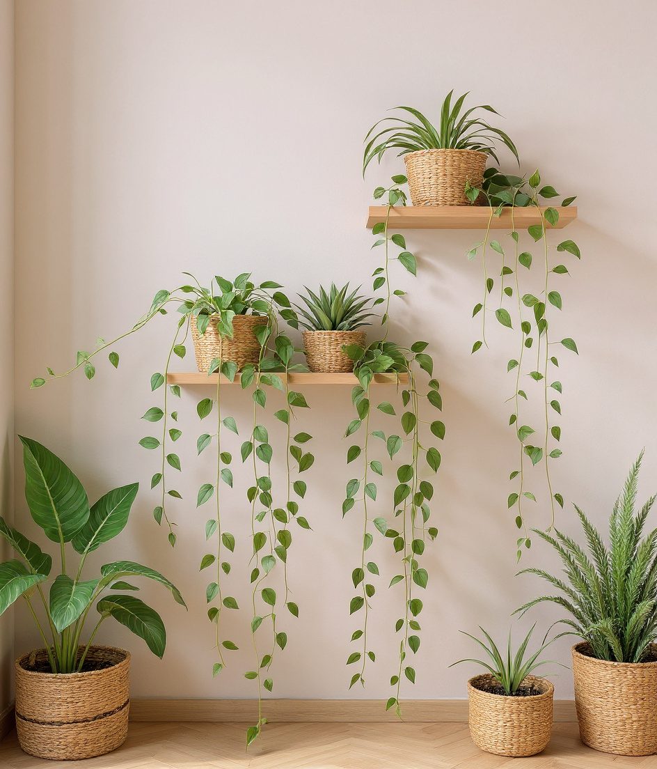Trailing Pothos Shelf — Rattan & Oatmeal