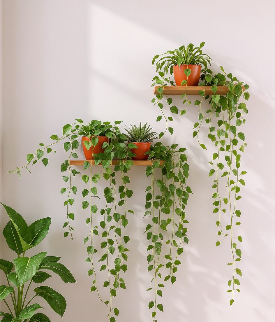 Trailing Pothos Shelf — Terracotta & Warm White