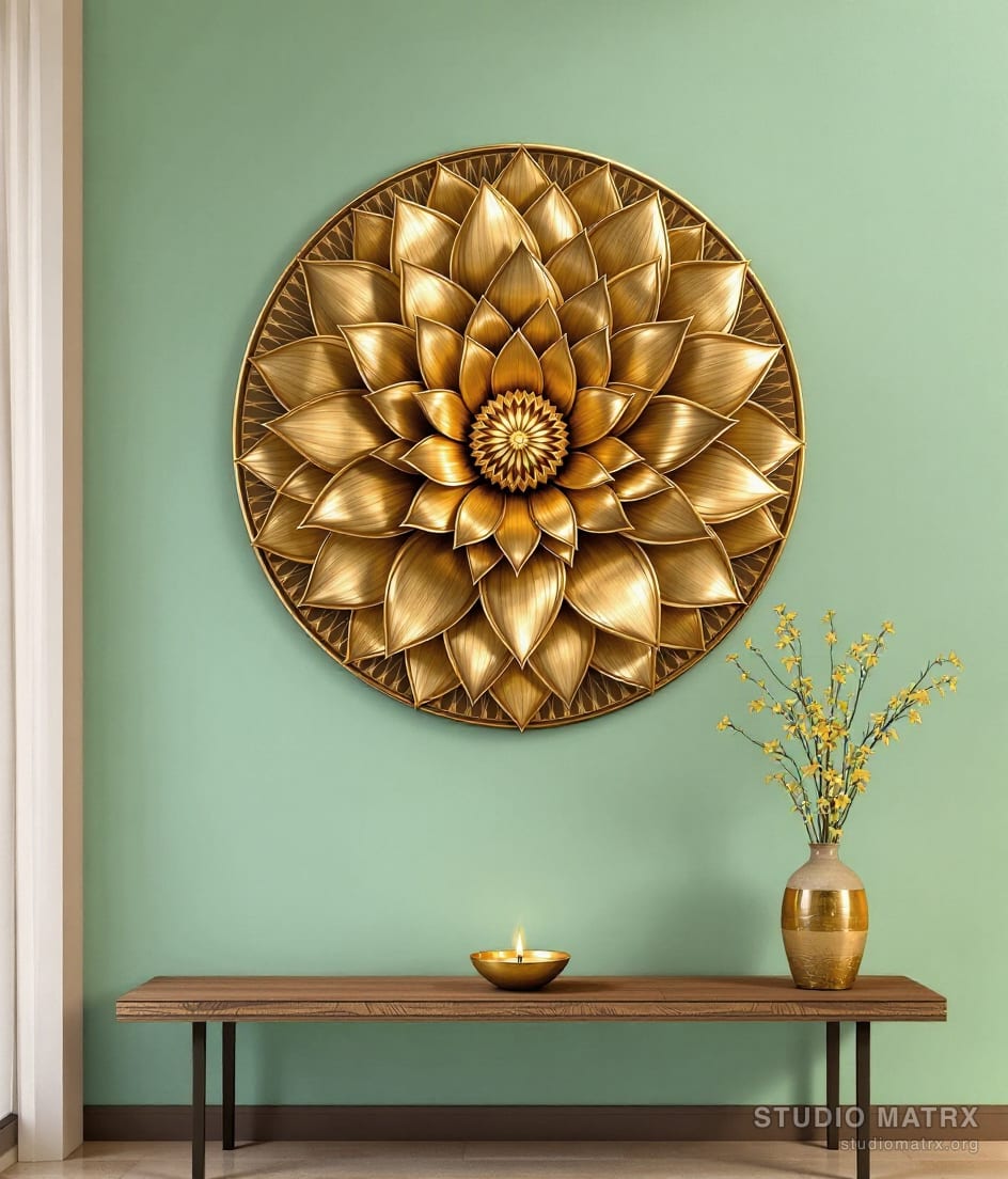 Brass Lotus Metal Wall Panel — Sage Wall