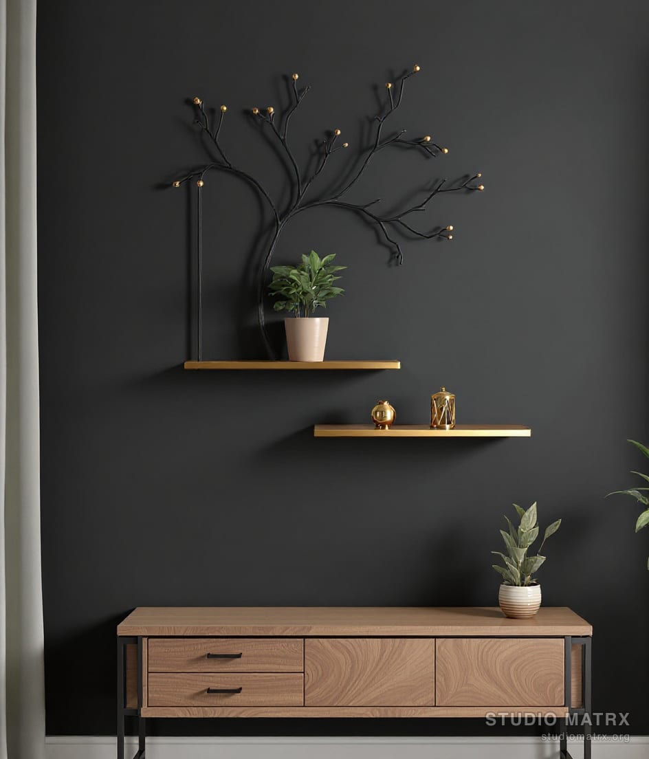Floating Metal Shelf Wall Art — Charcoal Wall