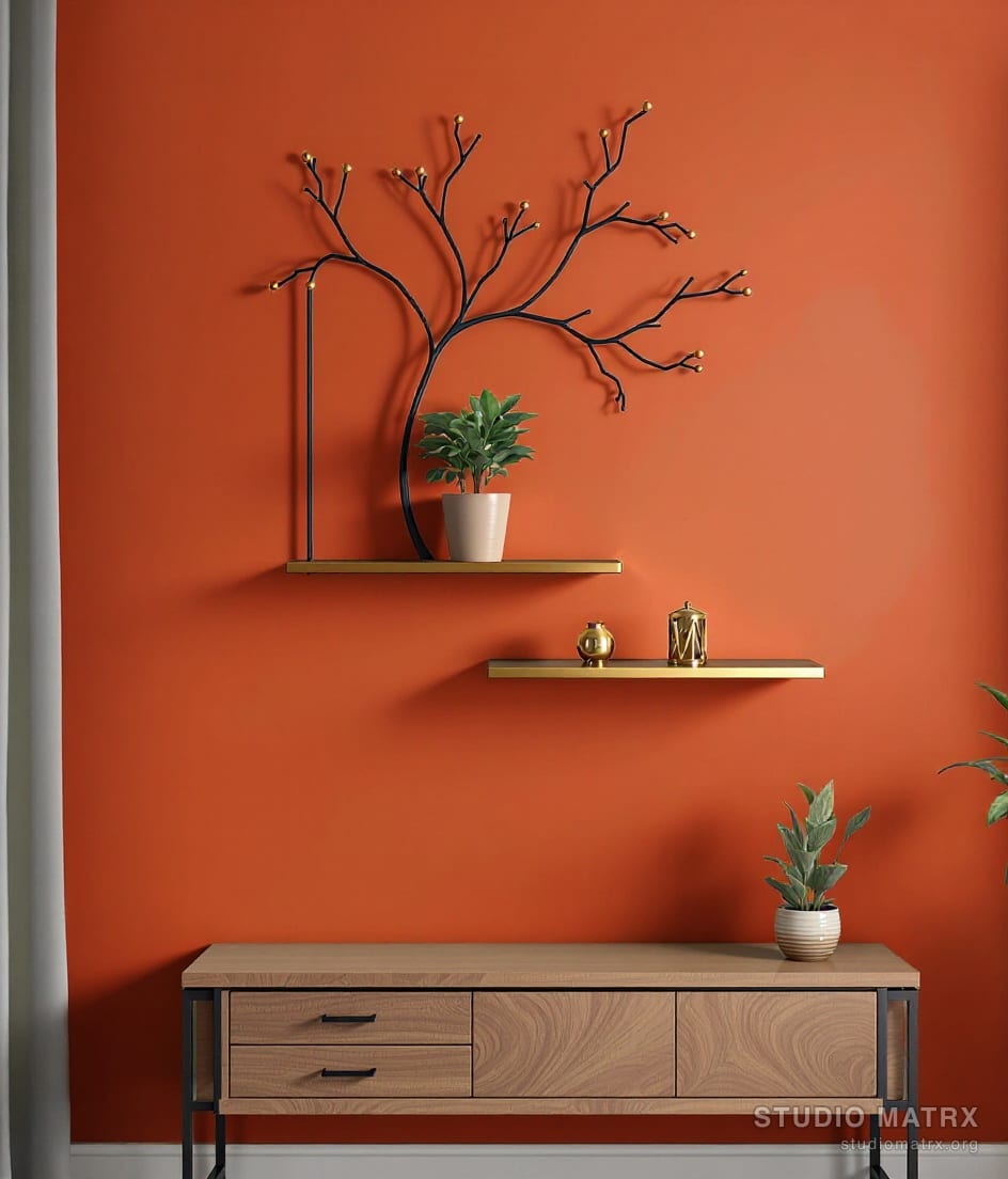 Floating Metal Shelf Wall Art — Terracotta Wall