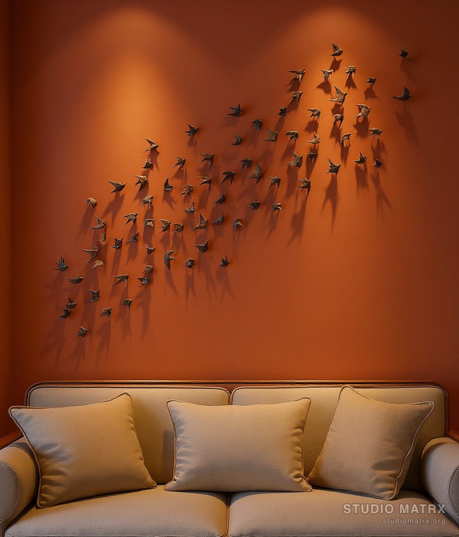 Flock of Metal Birds Wall Art — Terracotta Wall