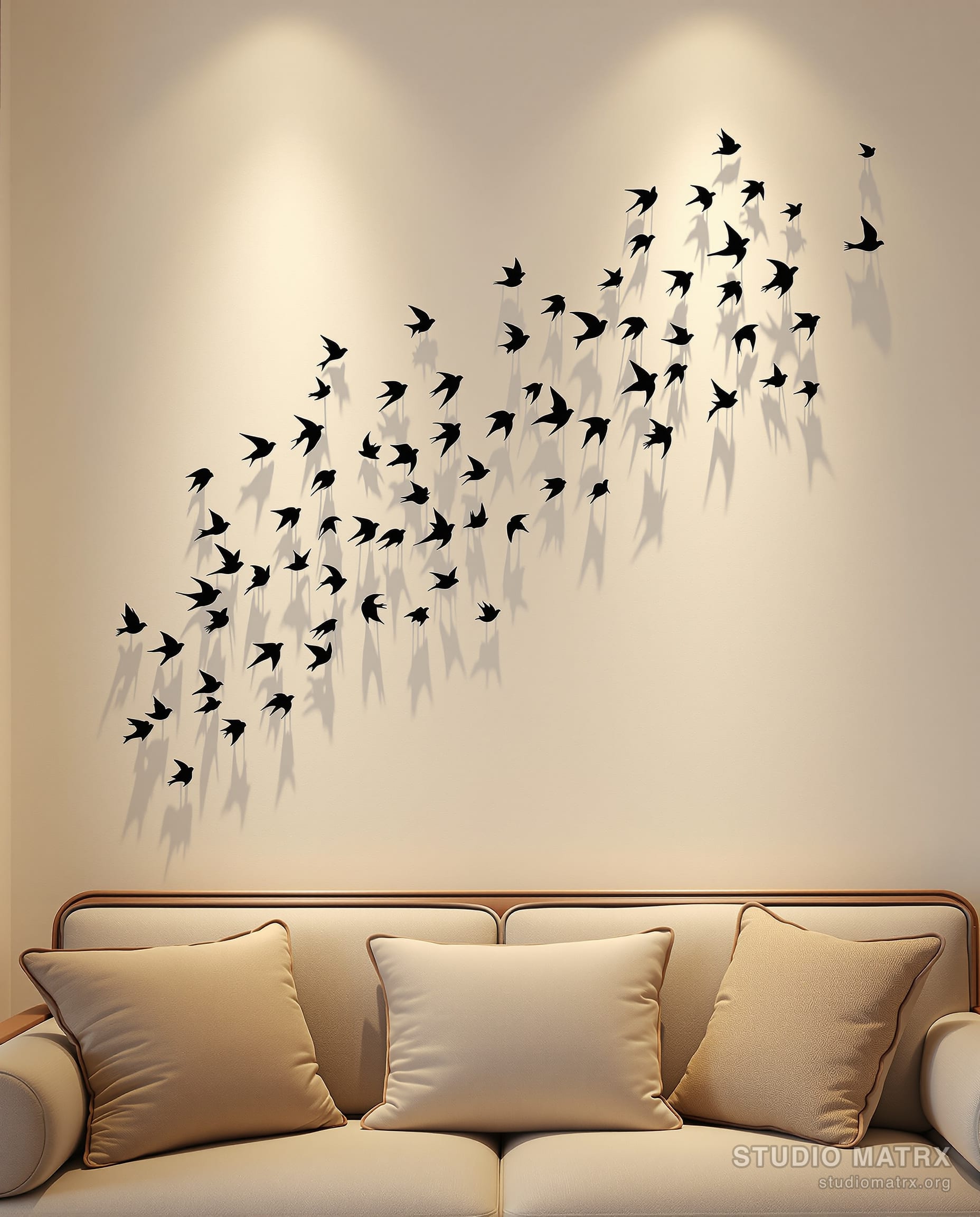Flock of Metal Birds Wall Art