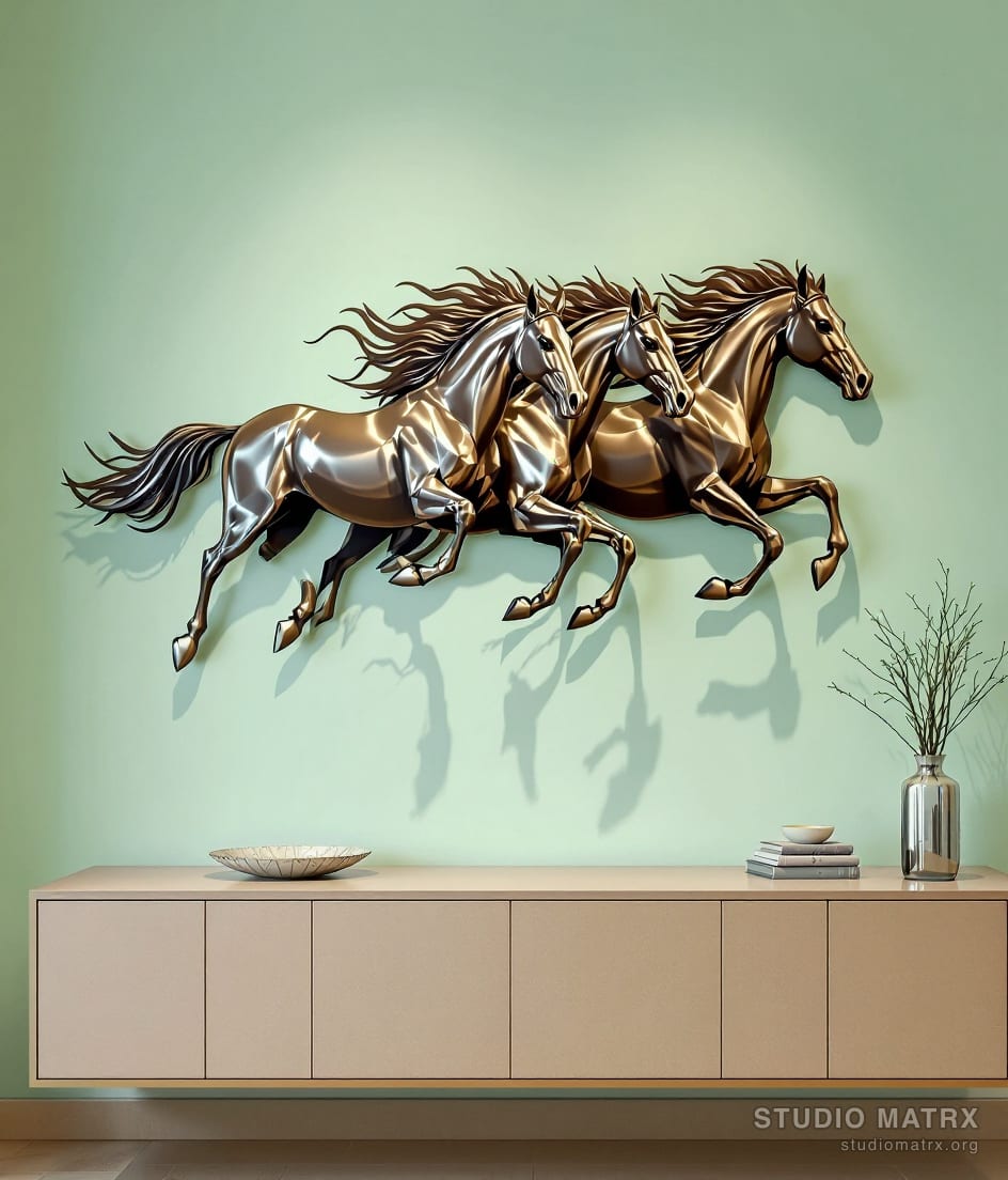 Galloping Horses Metal Wall Art — Sage Wall