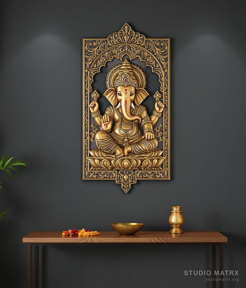 Ganesha Metal Wall Art — Charcoal Wall