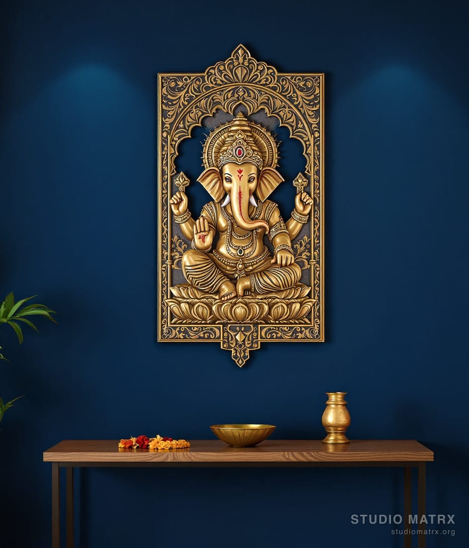 Ganesha Metal Wall Art — Navy Wall