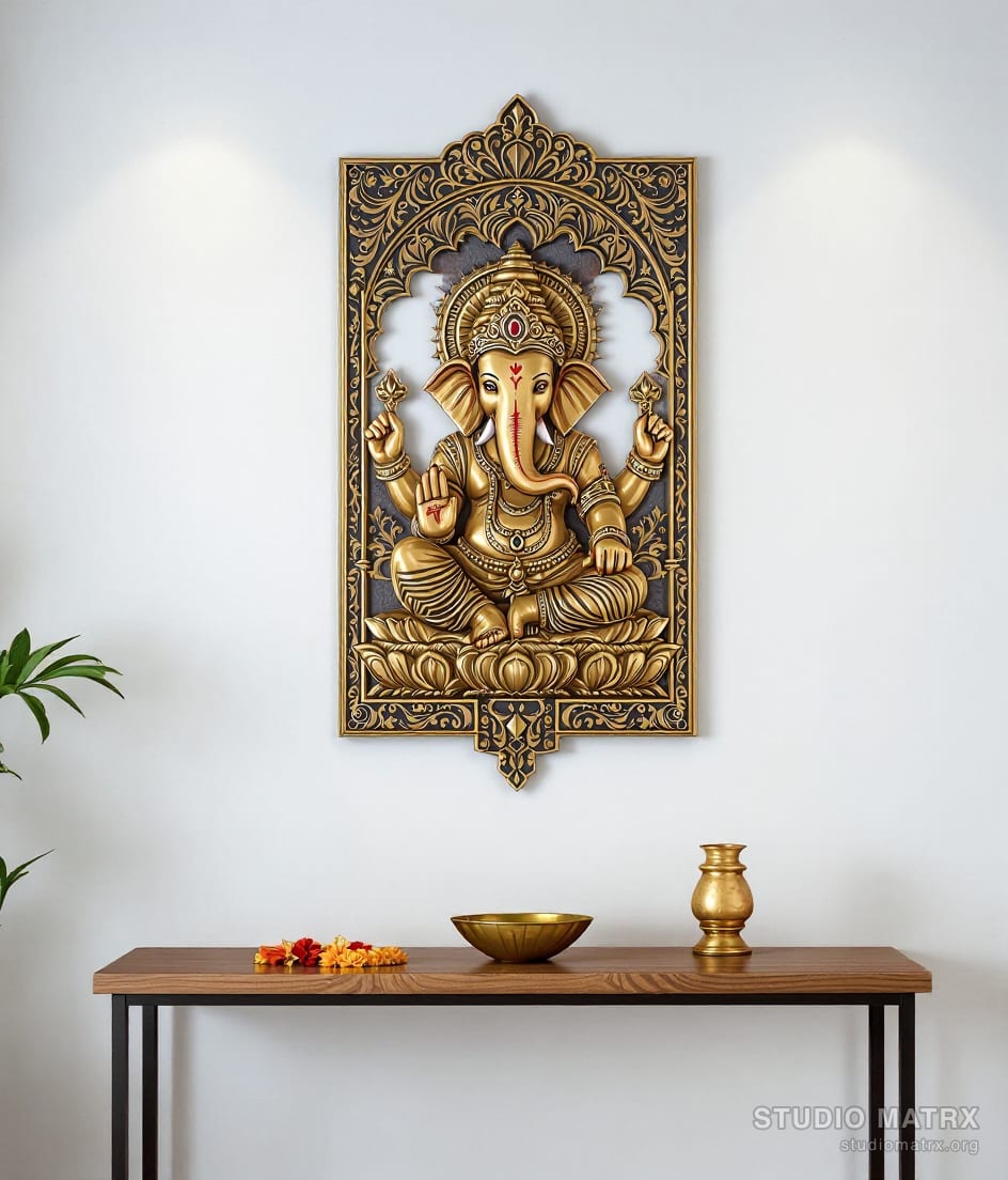 Ganesha Metal Wall Art — Warm White Wall