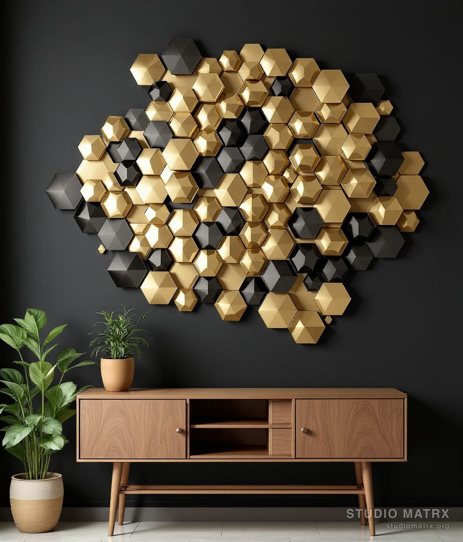 Honeycomb Hexagon Metal Wall Art — Charcoal Wall