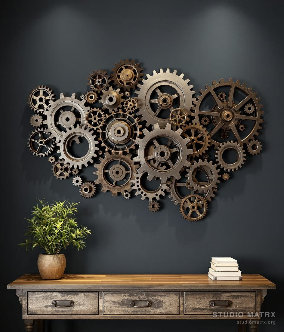 Industrial Gear Metal Wall Art — Charcoal Wall