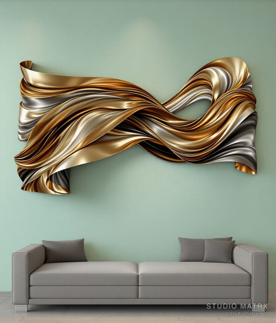 Large 3D Flowing Metal Wall Sculpture — Sage Wall