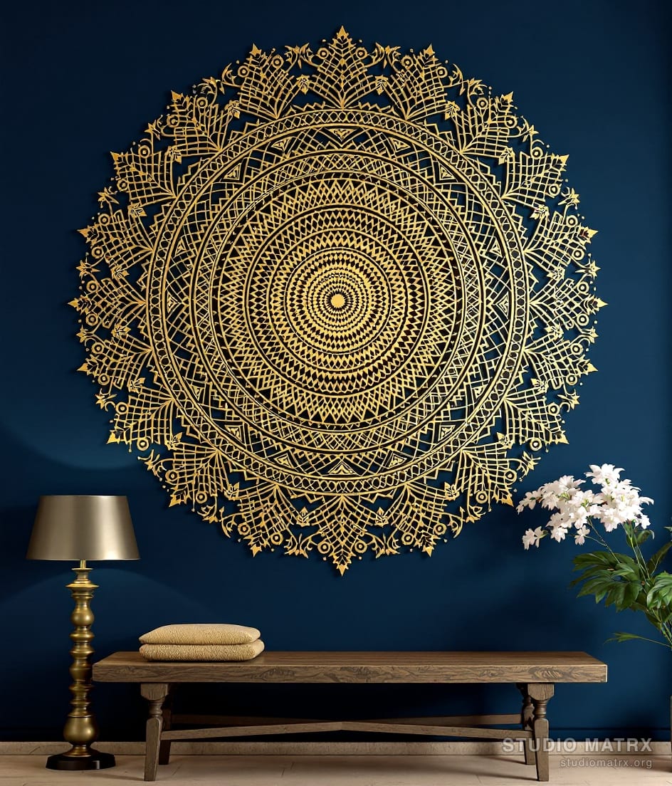 Metal Mandala Wall Art — Navy Wall