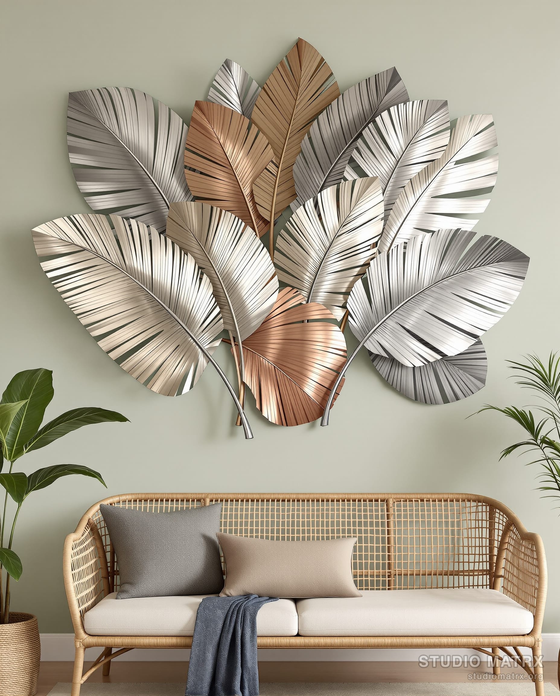 Metal Palm Leaves Wall Art