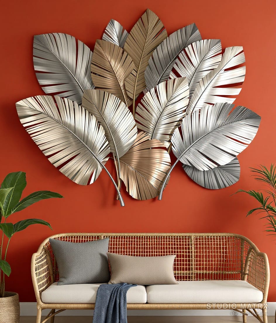 Metal Palm Leaves Wall Art — Terracotta Wall