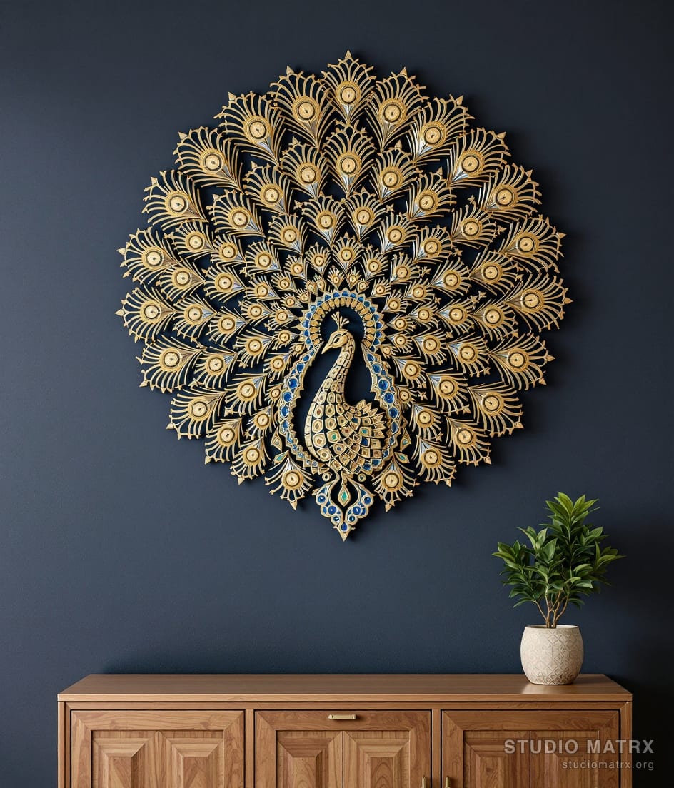 Metal Peacock Wall Art — Charcoal Wall