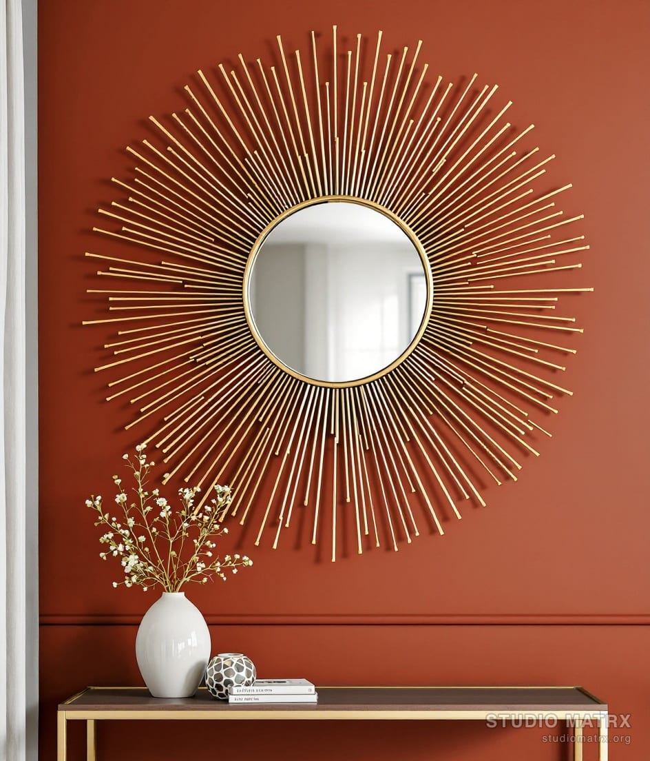 Metal Sunburst Mirror Wall Art — Terracotta Wall