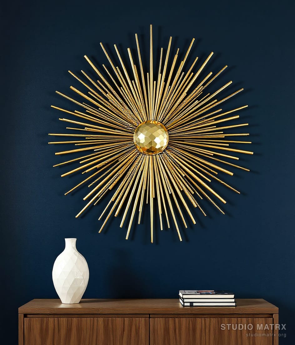 Metal Sunburst Wall Art — Navy Wall
