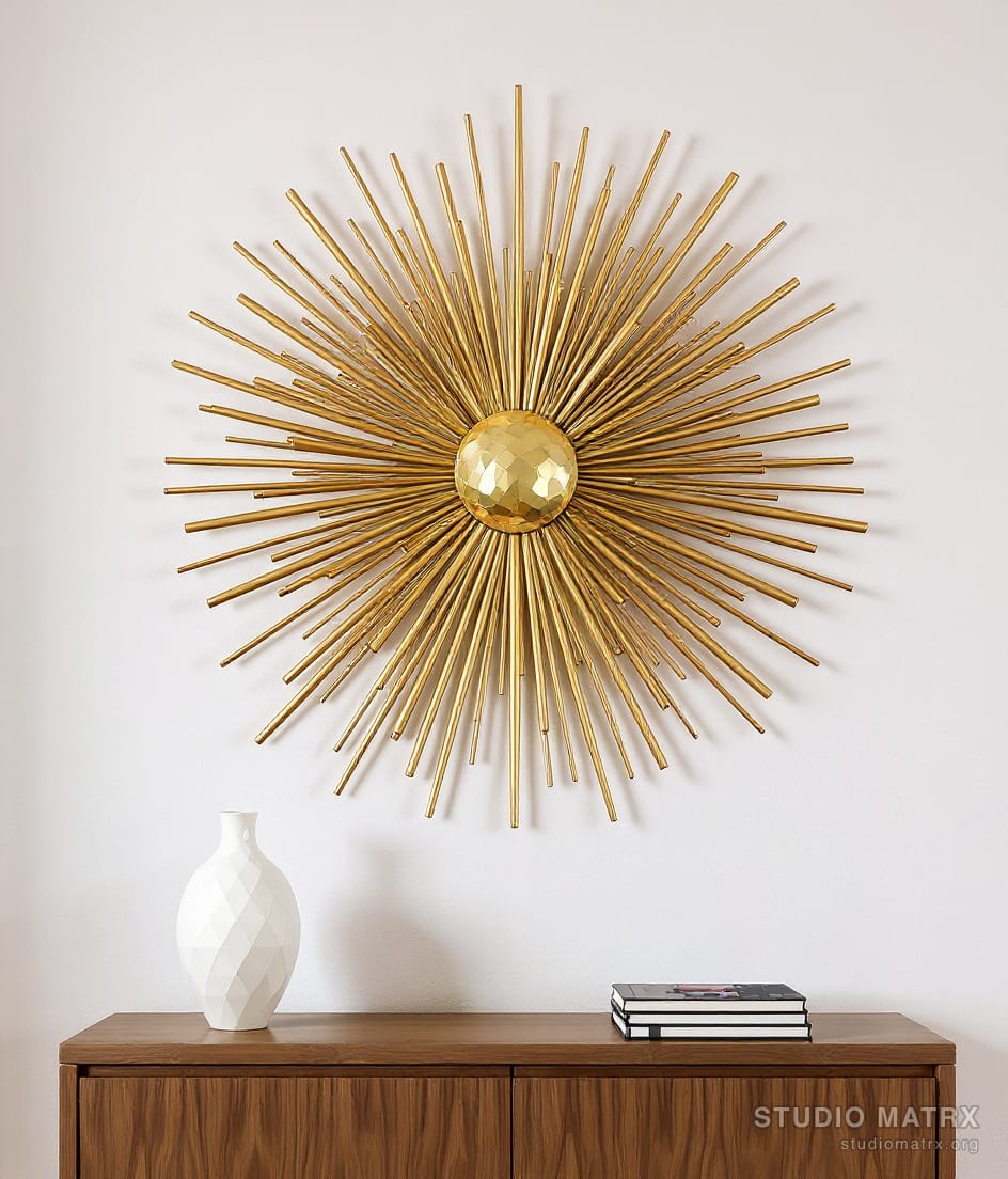 Metal Sunburst Wall Art — Warm White Wall