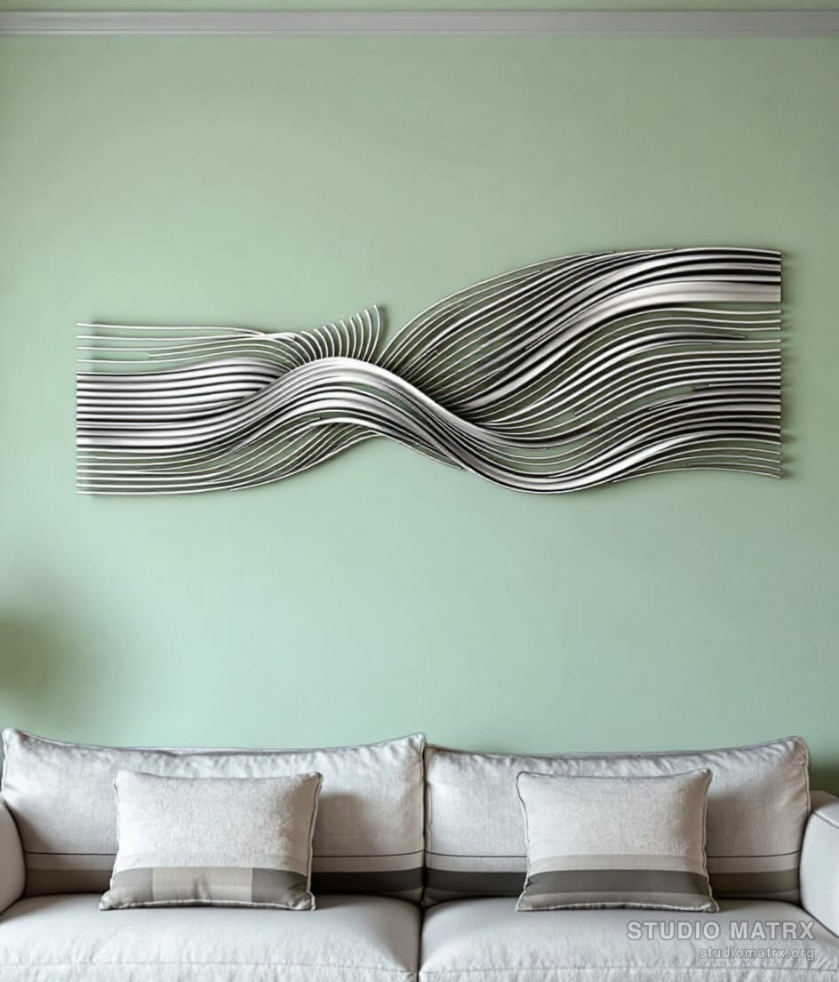 Metal Wave Ripple Wall Sculpture — Sage Wall